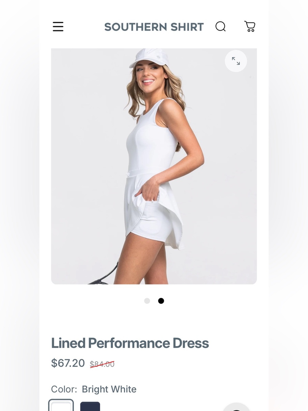 Southern Shirt Lined Performance Dress White Nylon Tennis Golf Dress with Shorts - Picture 3 of 10